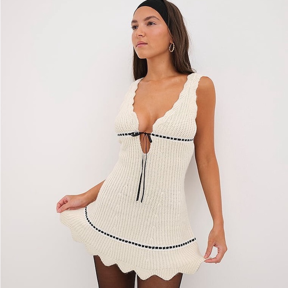 For Love And Lemons Cream Knit Mini Dress